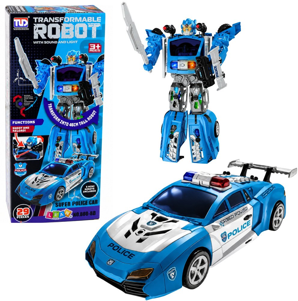 LeanToys Auto Robot 2w1 Samochod Policyjny