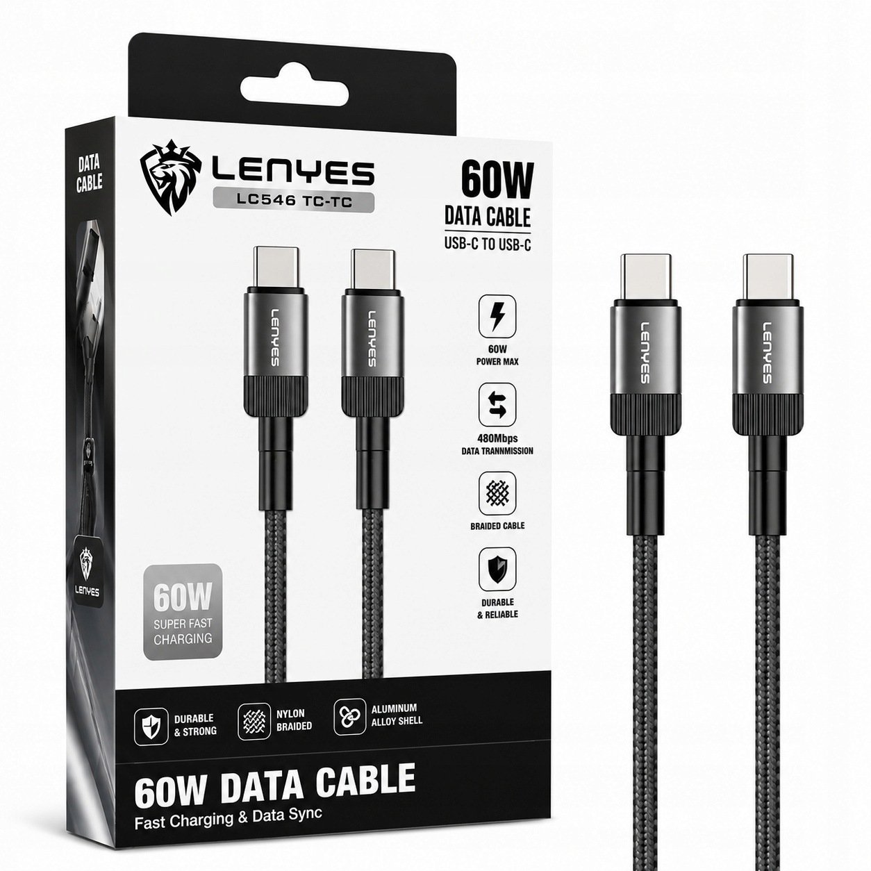 Kabel USB Lenyes USB-C - USB-C