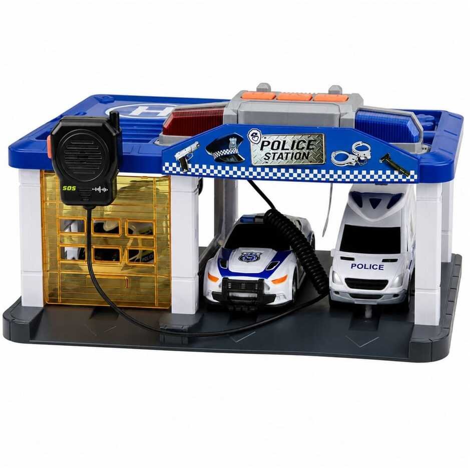 LeanToys Garaz Stacja Policyjna Radiowozy Helikopter