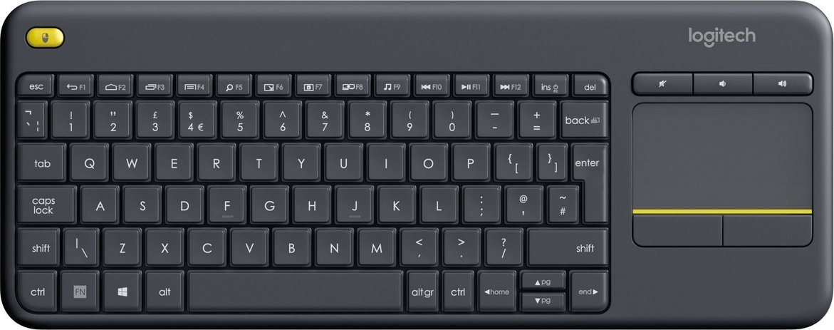 Logitech K400 Plus Keyboard with Trackpad, Wireless, NL, 380 g, USB port, Black klaviatūra