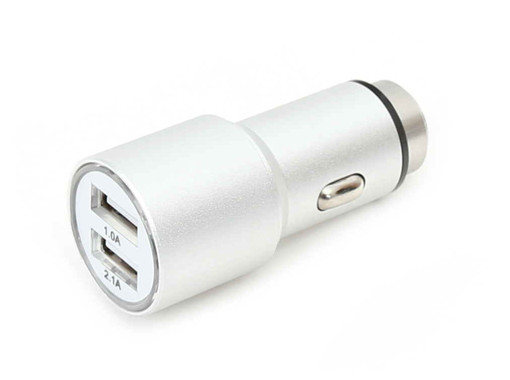 Omega car charger 2xUSB 2100mA Metal