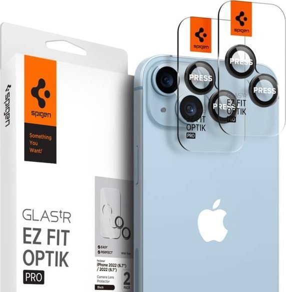Spigen Optik.Tr Camera iPhone 14/14 Plus /15/15Plus EZ FIT Lens 2szt./2pcs czarny/black AGL05213 Mobilais Telefons