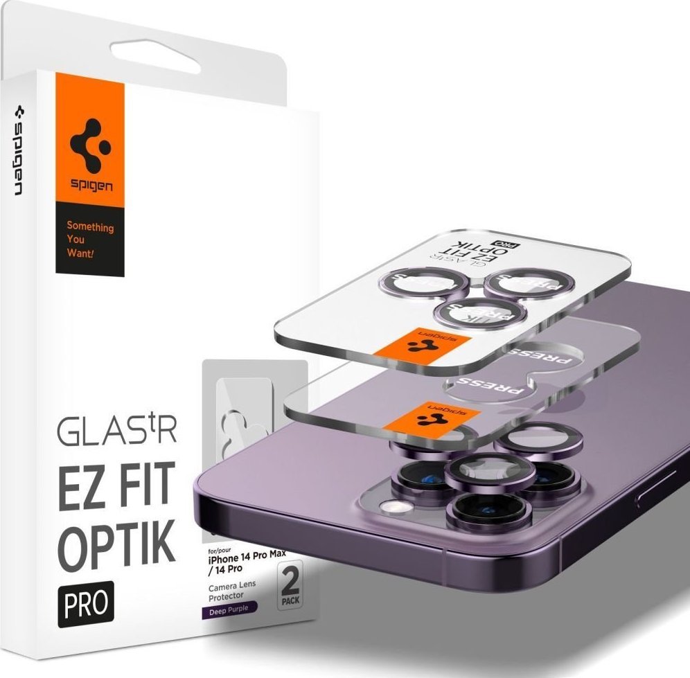 Spigen Optik.Tr Camera iPhone 14 Pro/ 14 Pro Max EZ FIT Lens 2szt./2pcs fioletowy/deep purple AGL05597 Mobilais Telefons