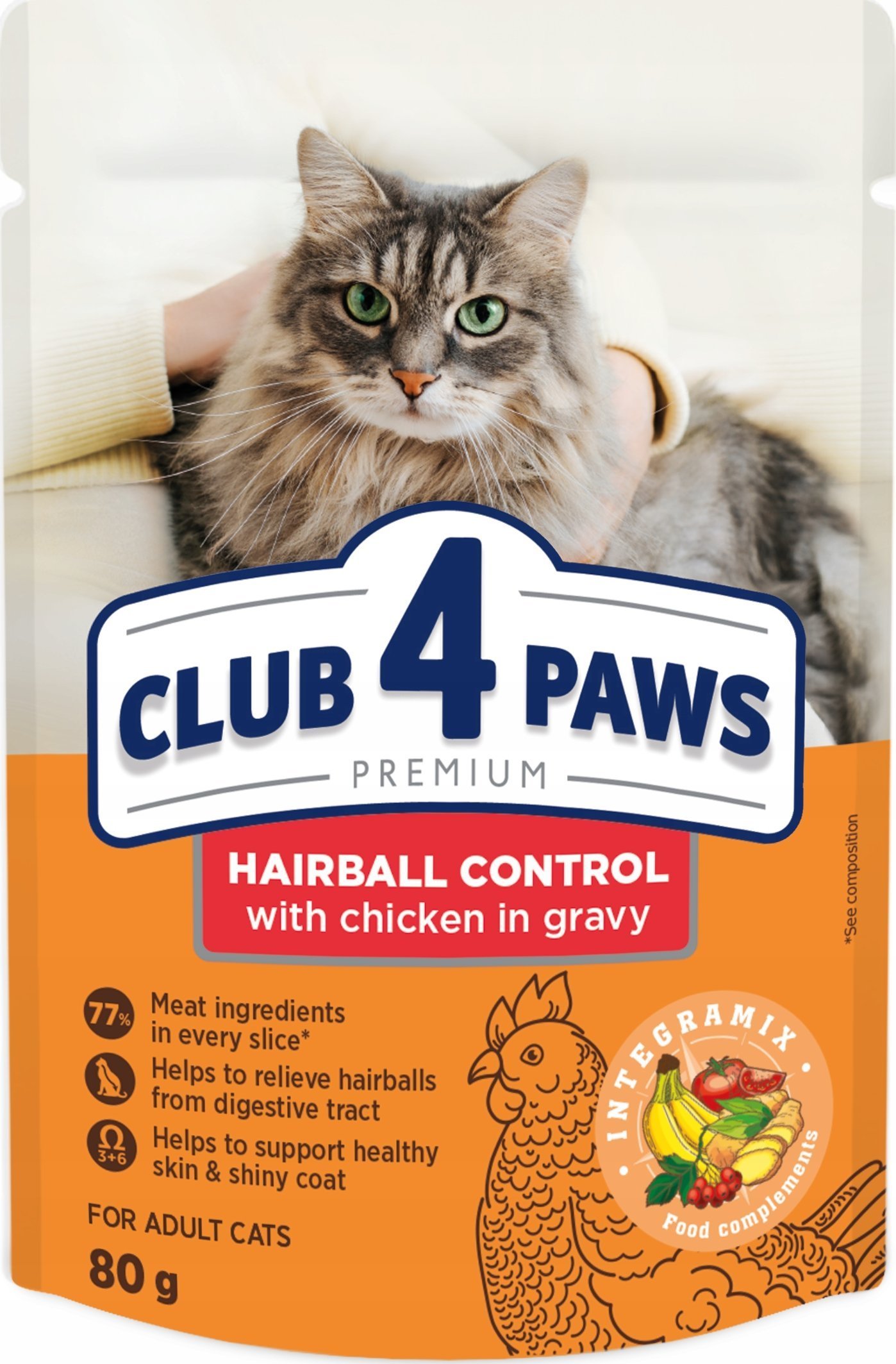 Synteza CLUB4L KOT sasz.80g HAIRBALL