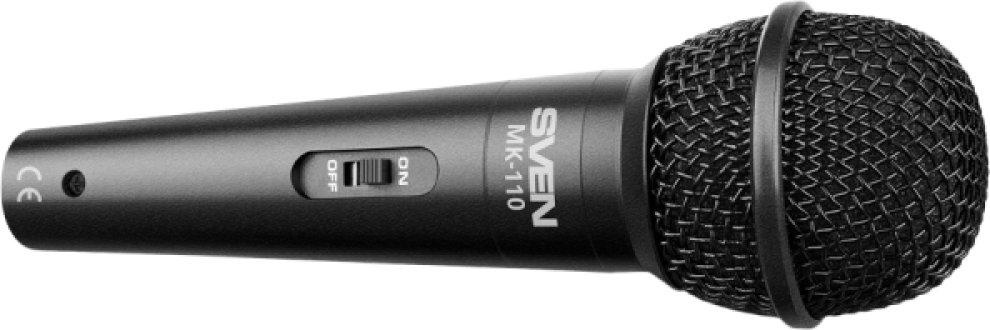 Microphone SVEN MK-110 (wired, dynamic, metal, cable 4.0m, 6.3 / 3.5 mm jack, black) Mikrofons
