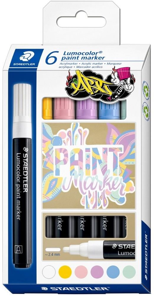 STAEDTLER Acrylmarker Lumocolor 6er-Set pastellfarbig 349