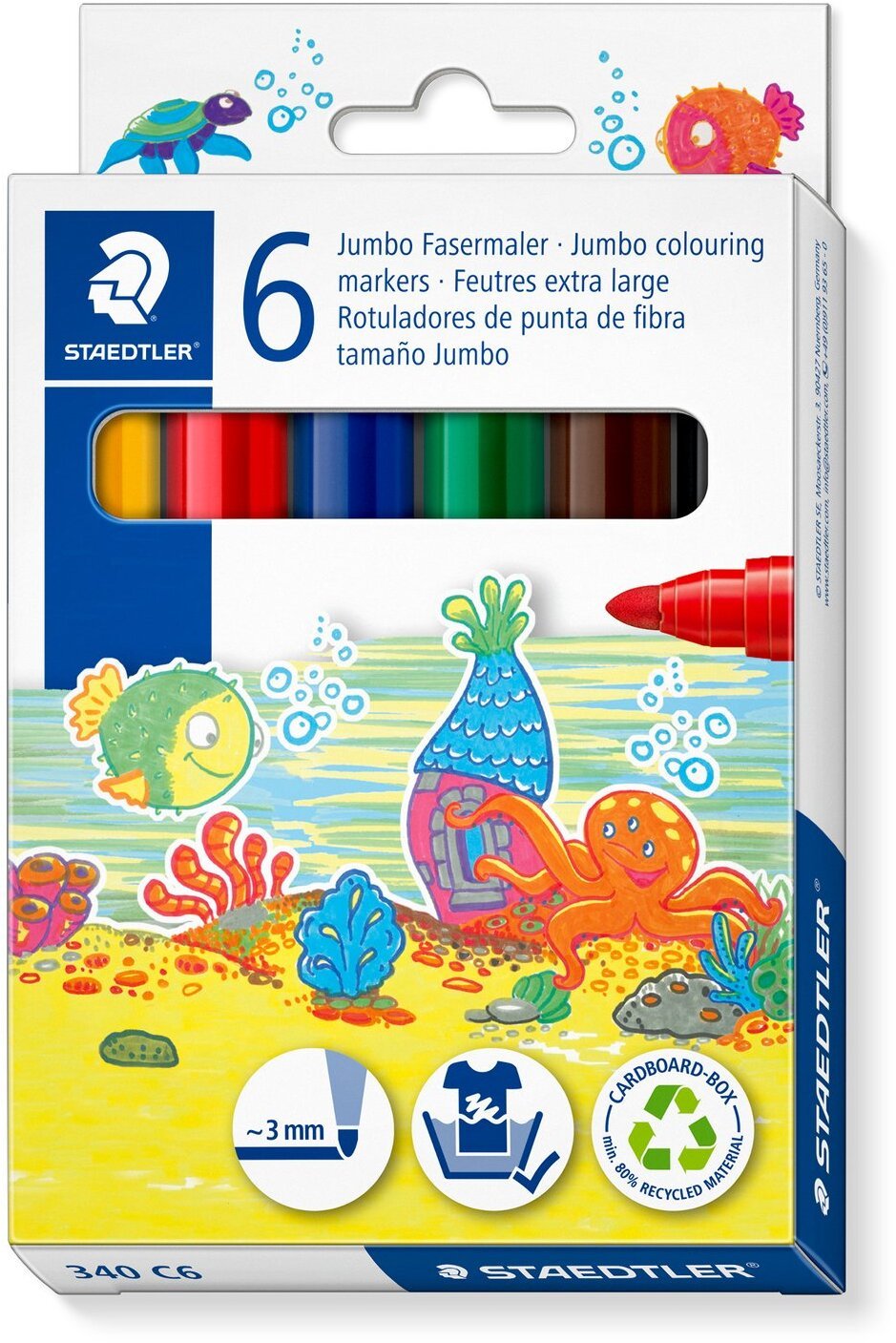 STAEDTLER Fasermaler Noris Jumbo 6er-Set retail