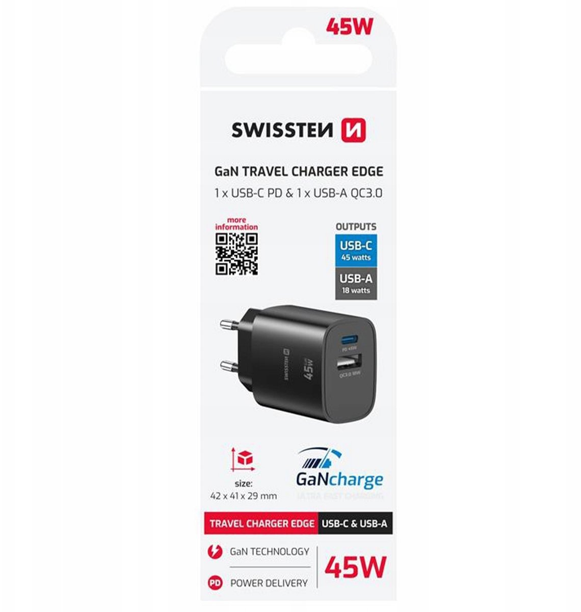 Ladowarka Swissten Sieciowa Edge GaN USB-C