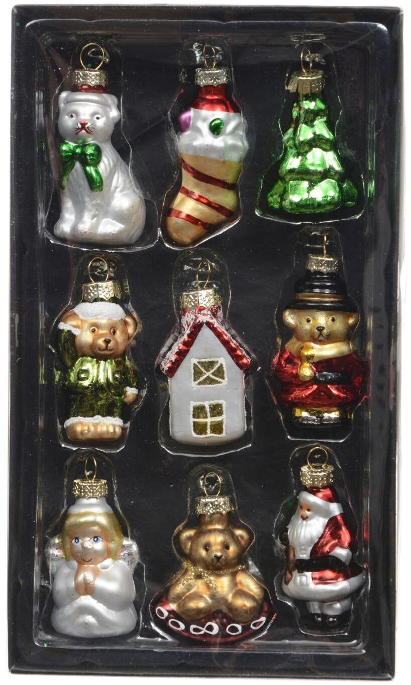 Skrzynkazdrewna Ornaments glass figures 5CM 9PCS