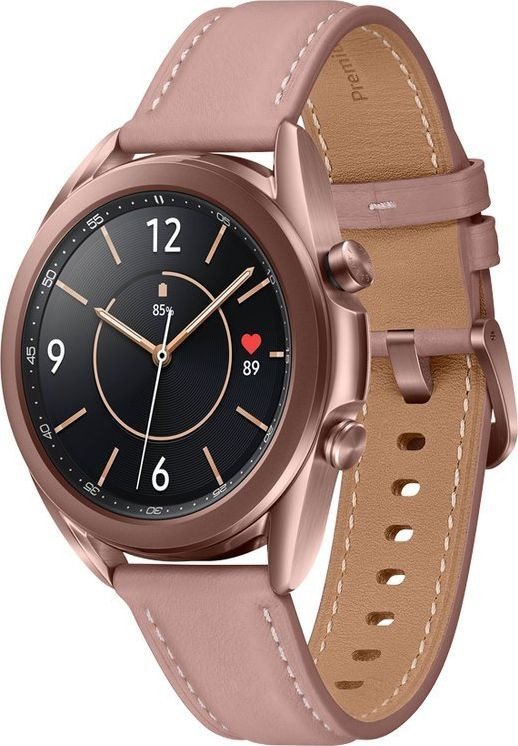 Samsung Galaxy Watch 3 - 41 mm - mystic bronze - intelligente Uhr mit Band - Leder - Anzeige 3,02 cm (1.2) - 8GB - 4,3GB - Wi-Fi, LTE, NFC, Viedais pulkstenis, smartwatch