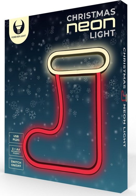 Neon LED CHRISTMAS SOCK white red