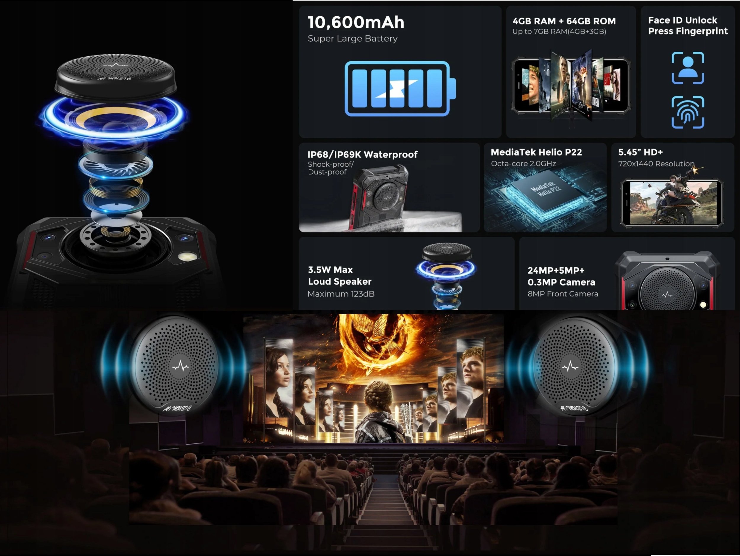 FOSSiBOT F101 P - smartphone, black Mobilais Telefons