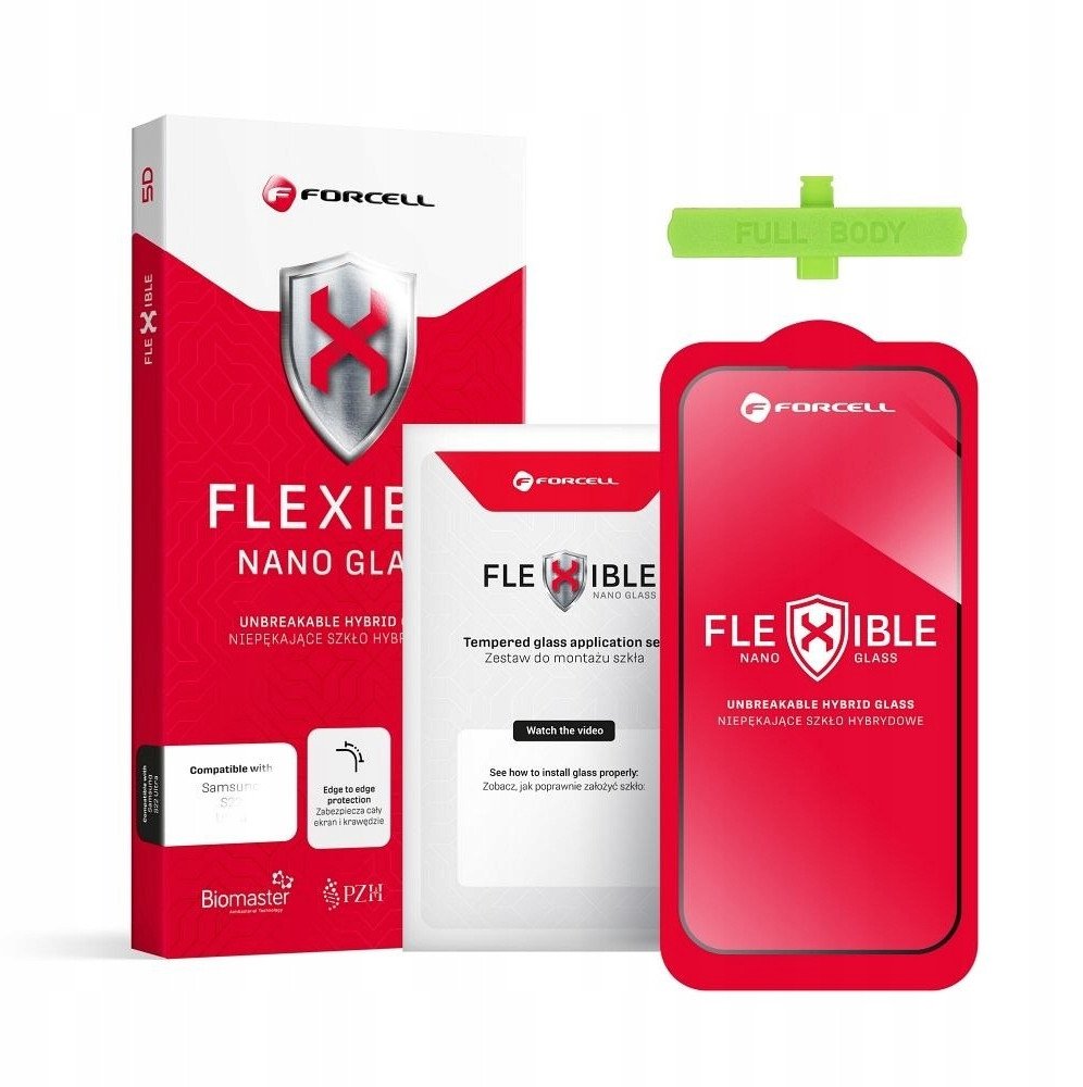 ForCell Szklo hybrydowe iPhone 16 Forcell Flexible 5D czarne 15099570 (5903396315237) aizsardzība ekrānam mobilajiem telefoniem