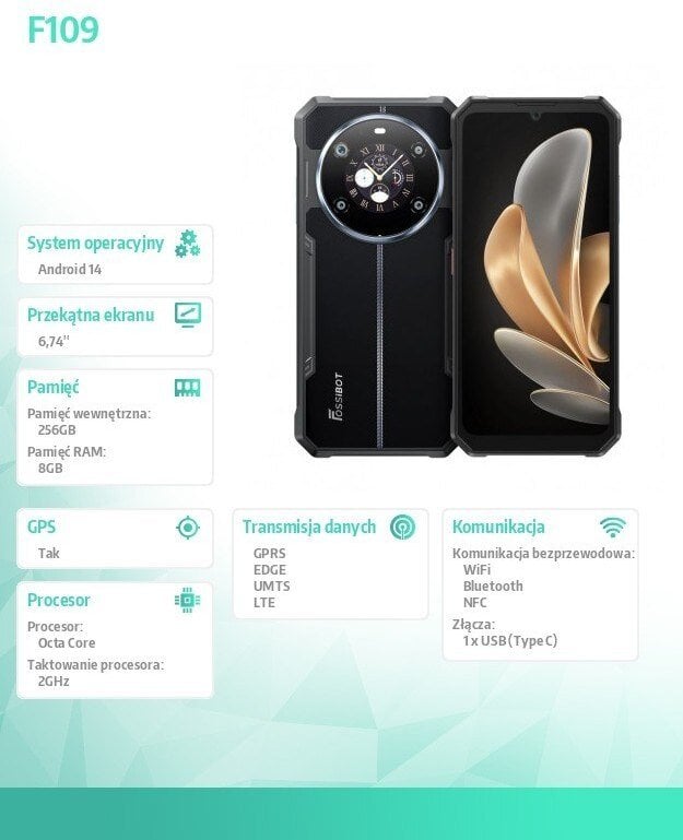 Smartfon F109 black CH Fossibot FOSSIBOTF109BLACKCH (6976133247824) Mobilais Telefons