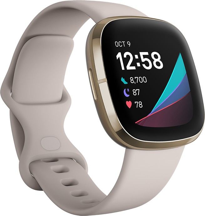 Fitbit Sense, lunar white/soft gold stainless steel Viedais pulkstenis, smartwatch