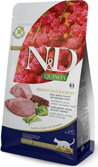 Farmina N&D CAT QUINOA WEIGHT MANAGEMENT LAMB & BROCCOLI - dry cat food - 5kg kaķu barība