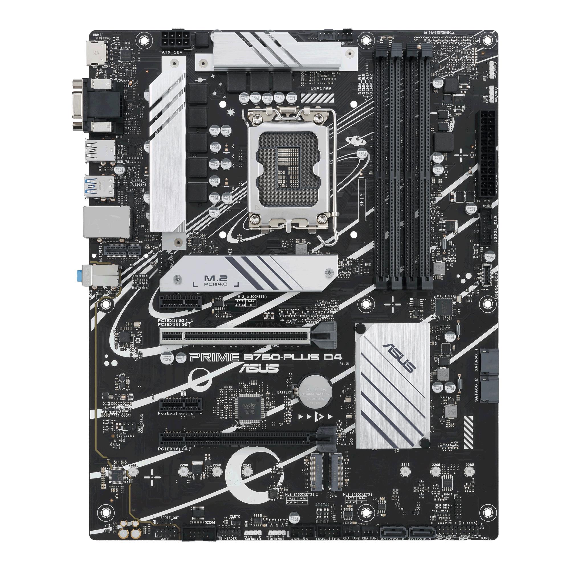 MainboardASUSIntel B760 ExpressLGA1700ATXMemory DDR4Memory slots 42xPCI-Express