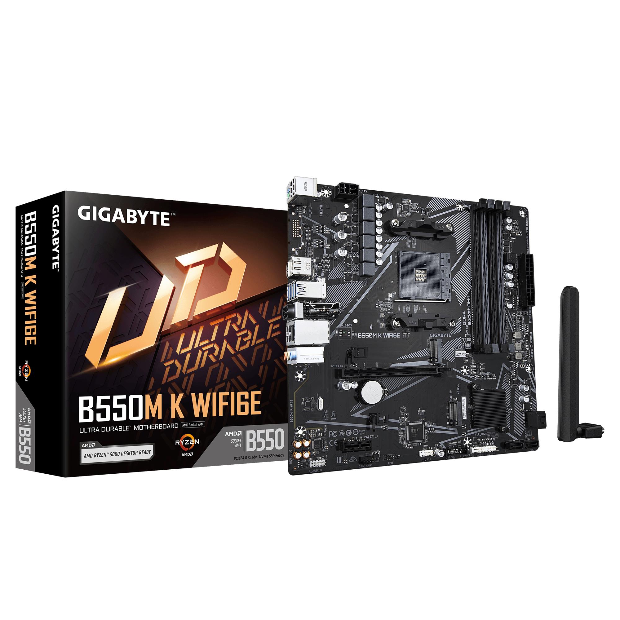 MainboardGIGABYTEAMD B550Socket AM4micro ATXRAM DDR4-SDRAM4xSlotsWi-Fi YesBluetooth