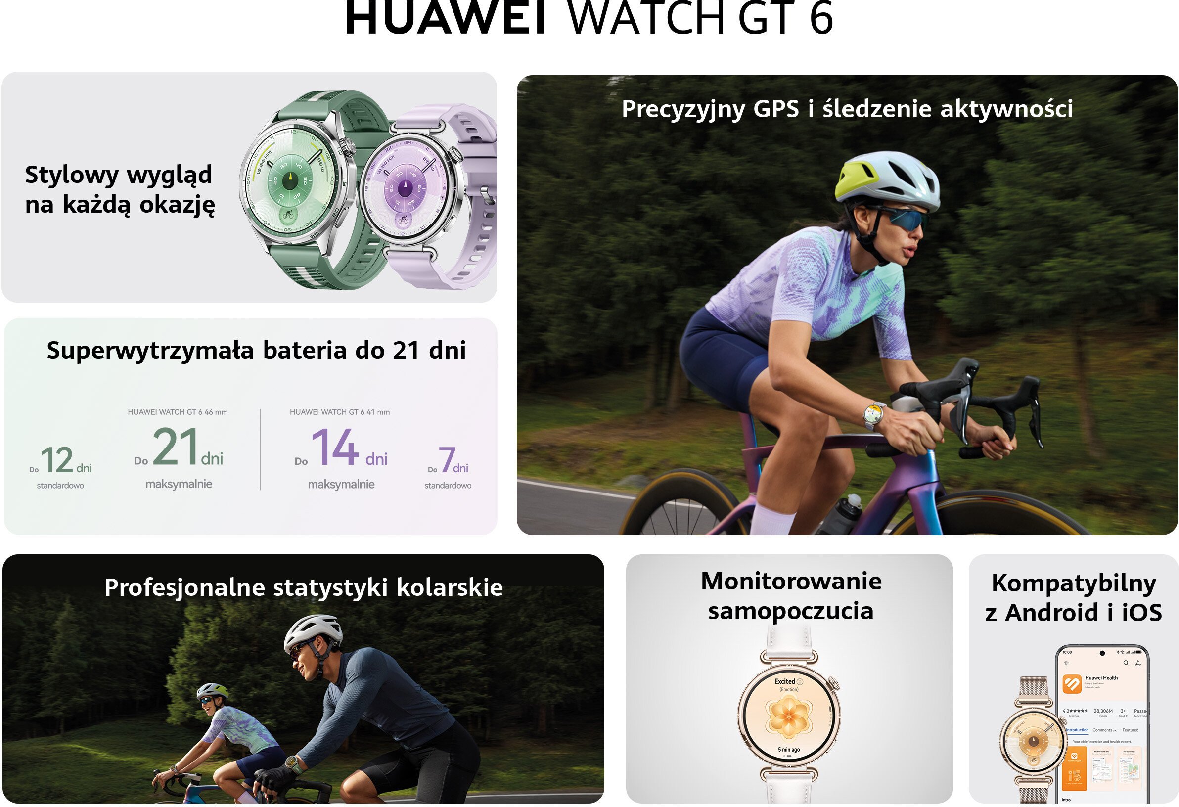 Smartwatch Huawei Watch GT6 46mm Classic Brazowy  (Atum-B19L) Atum-B19L (6942103168161) Viedais pulkstenis, smartwatch