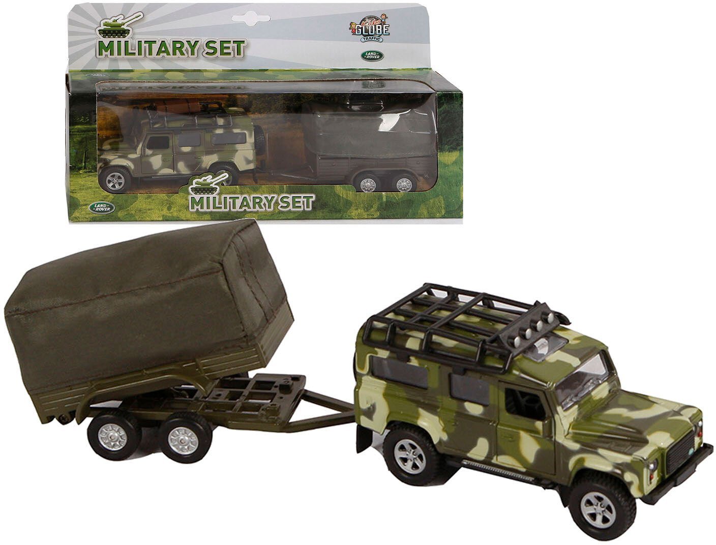 Hipo Land Rover militarny z przyczepa