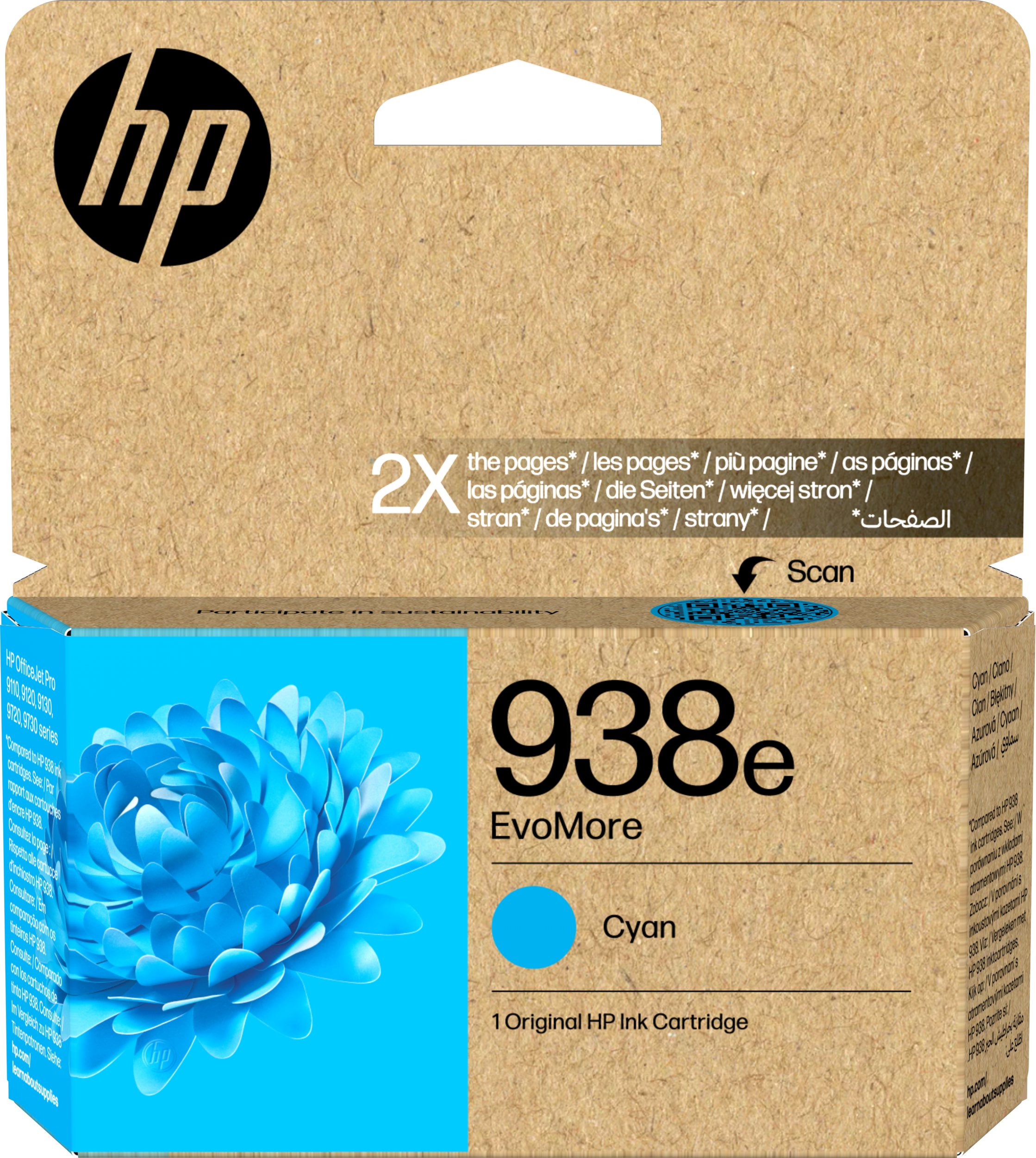 Tusz HP 938e EvoMore Cyan Original