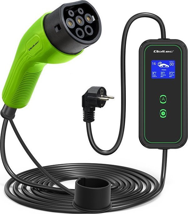 QOLTEC 52470 Mobile charger for EV 2in1 auto akumulatoru lādētājs