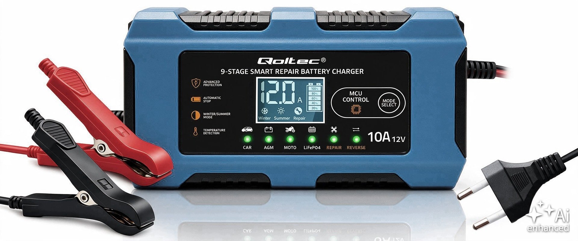 Ladowarka Qoltec adowarka 12V 10A Prostownik