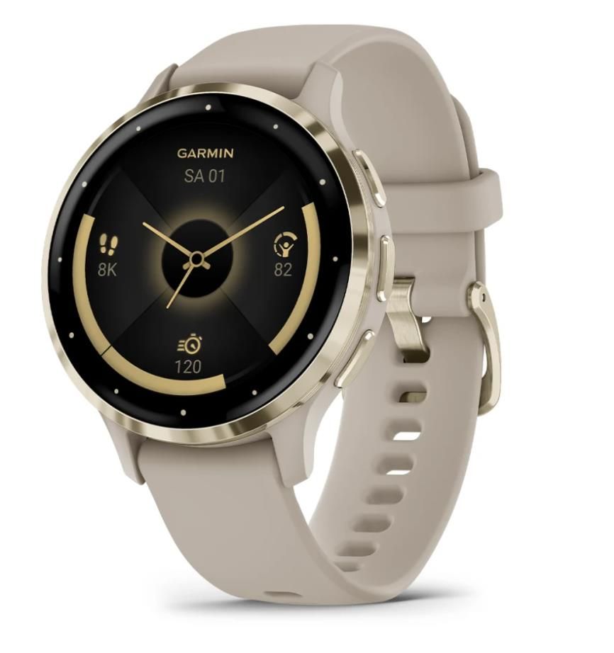 Garmin Venu 3S 3.05 cm (1.2") AMOLED Digital 390 x 390 pixels Touchscreen Gold, Grey Wi-Fi GPS (satellite) 010-02785-02 Viedais pulkstenis, smartwatch