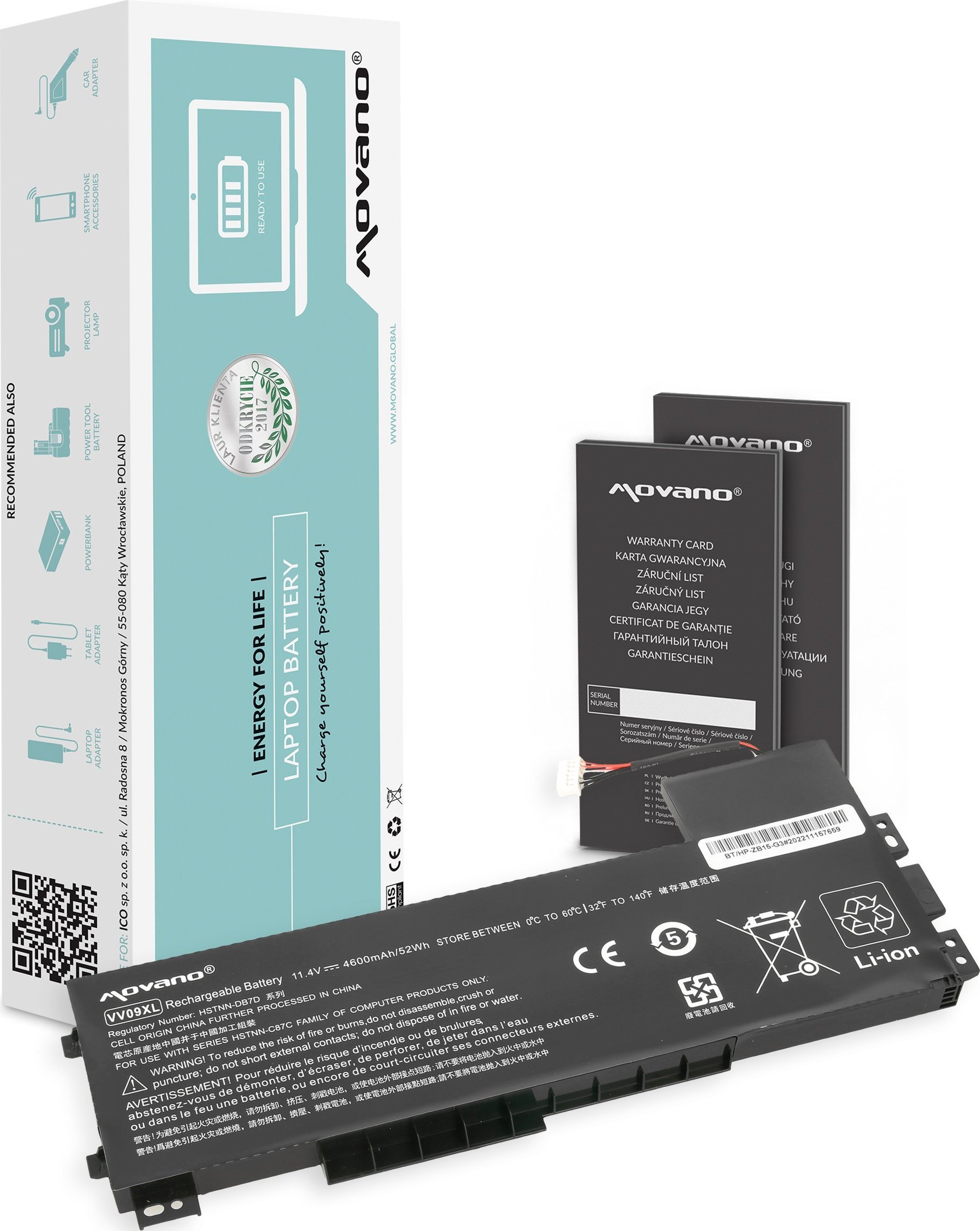 Bateria Movano Bateria VV09XL 808452-001 do