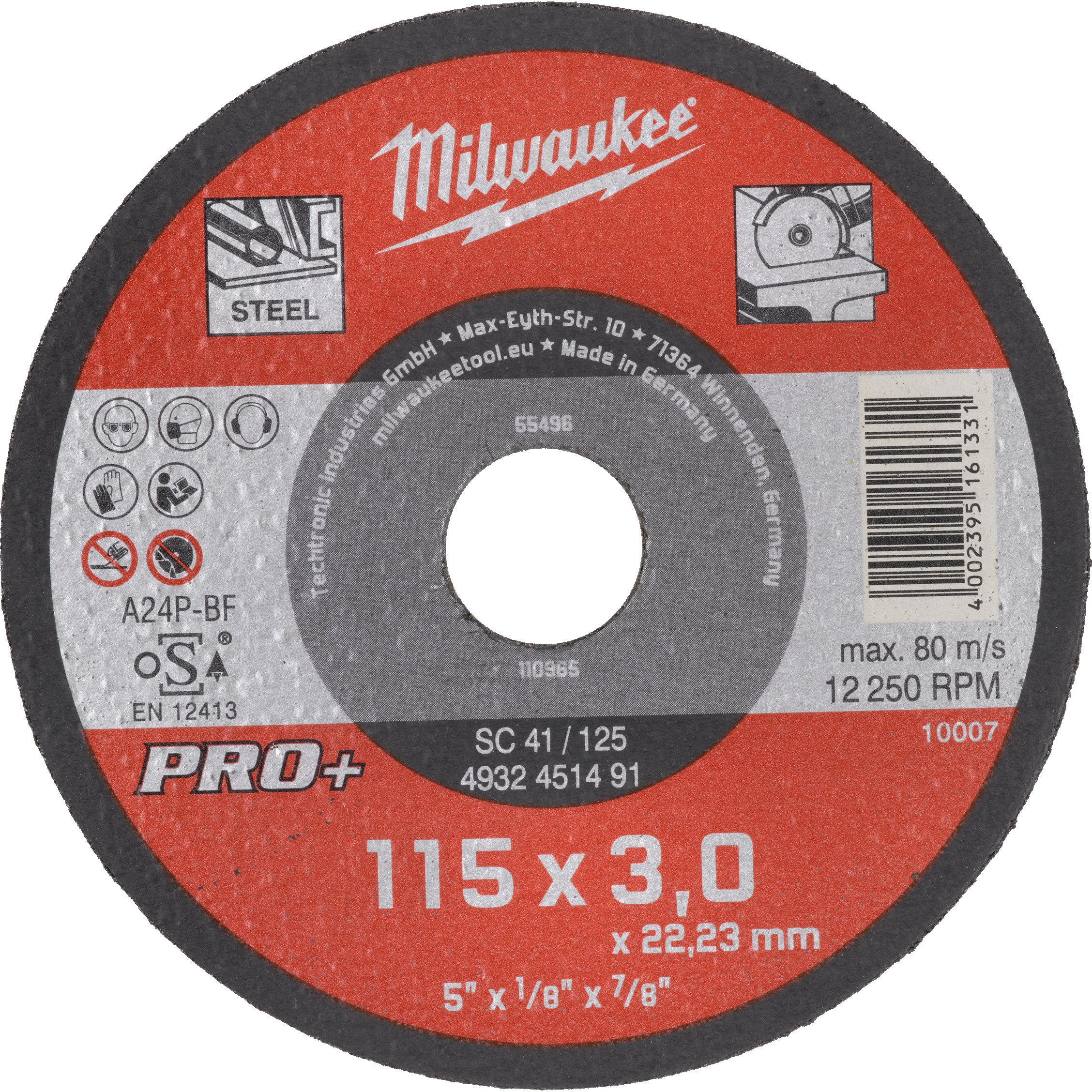 Milwaukee Tarcza do metalu plaska 115x3x22