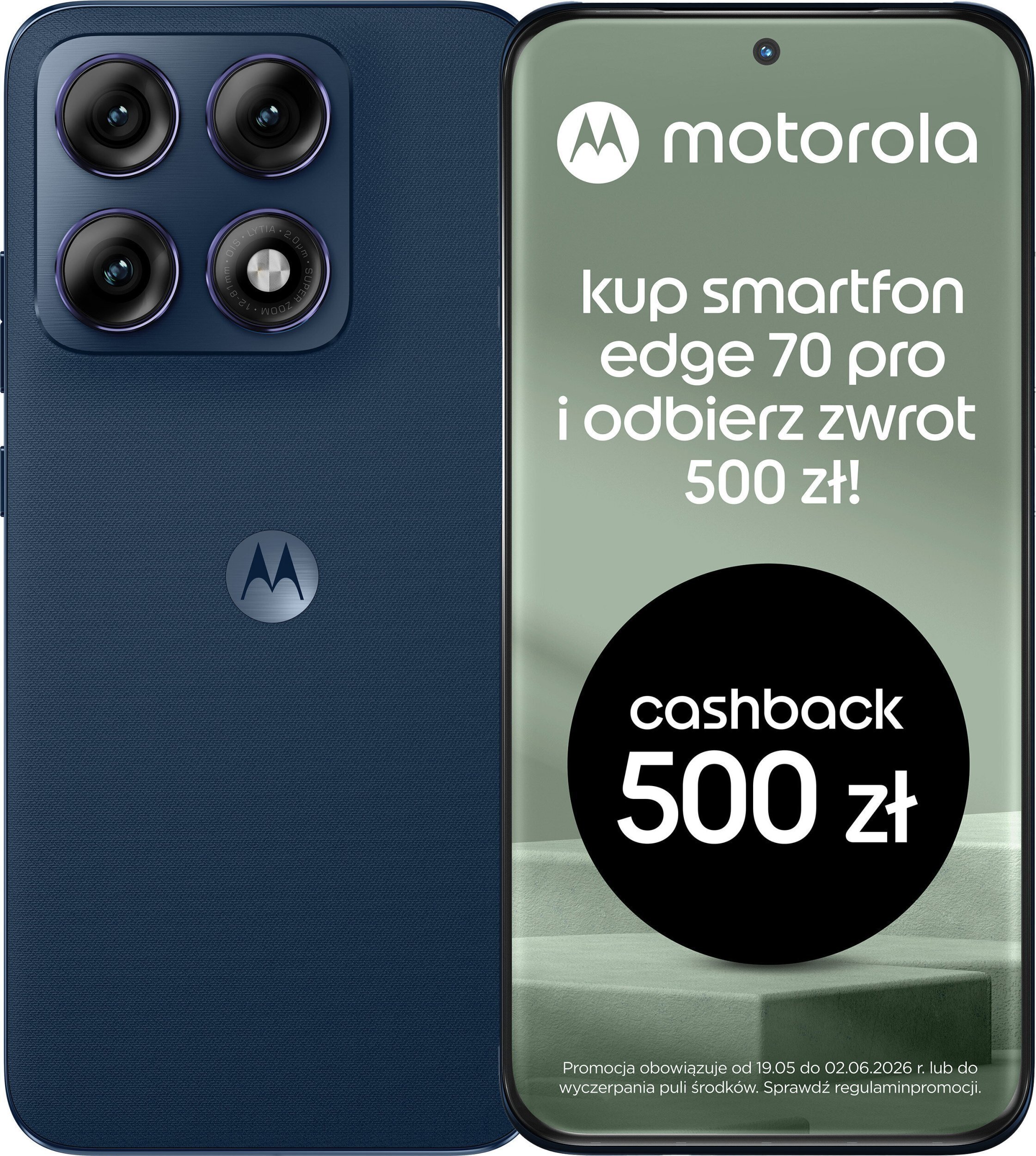 Smartfon Motorola Edge 70 Pro 5G 12/512GB Granatowy  (PBC20004PL) PBC20004PL (840493615813) Mobilais Telefons
