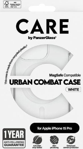 PanzerGlass CARE by PanzerGlass Urban Combat Case iPhone 15 Pro 6,1'' MagSafe bialy/white 1418 1418 (5715685005534) maciņš, apvalks mobilajam telefonam PanzerGlass CARE by PanzerGlass Urban Combat Case iPhone 15 Pro 6,1'' MagSafe bialy/white 1418 1418 (5715685005534) maciņš, apvalks mobilajam telefonam