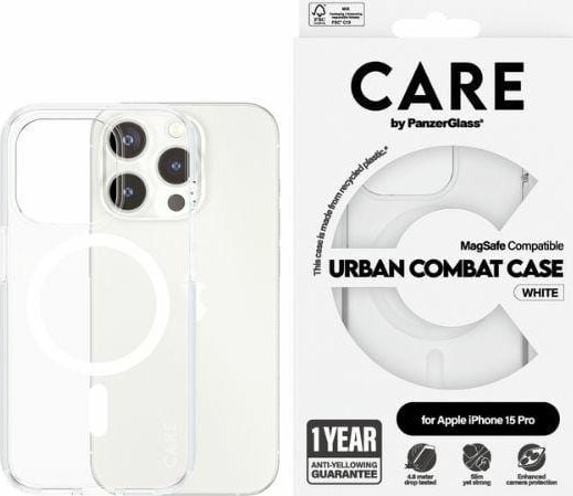 PanzerGlass CARE by PanzerGlass Urban Combat Case iPhone 15 Pro 6,1'' MagSafe bialy/white 1418 1418 (5715685005534) maciņš, apvalks mobilajam telefonam PanzerGlass CARE by PanzerGlass Urban Combat Case iPhone 15 Pro 6,1'' MagSafe bialy/white 1418 1418 (5715685005534) maciņš, apvalks mobilajam telefonam