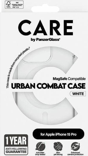 PanzerGlass CARE by PanzerGlass Urban Combat Case iPhone 15 Pro 6,1'' MagSafe bialy/white 1418 1418 (5715685005534) maciņš, apvalks mobilajam telefonam PanzerGlass CARE by PanzerGlass Urban Combat Case iPhone 15 Pro 6,1'' MagSafe bialy/white 1418 1418 (5715685005534) maciņš, apvalks mobilajam telefonam