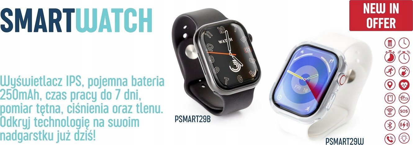 Platinet smartwatch PSMART29W, white (45996) 5907595459969 Viedais pulkstenis, smartwatch