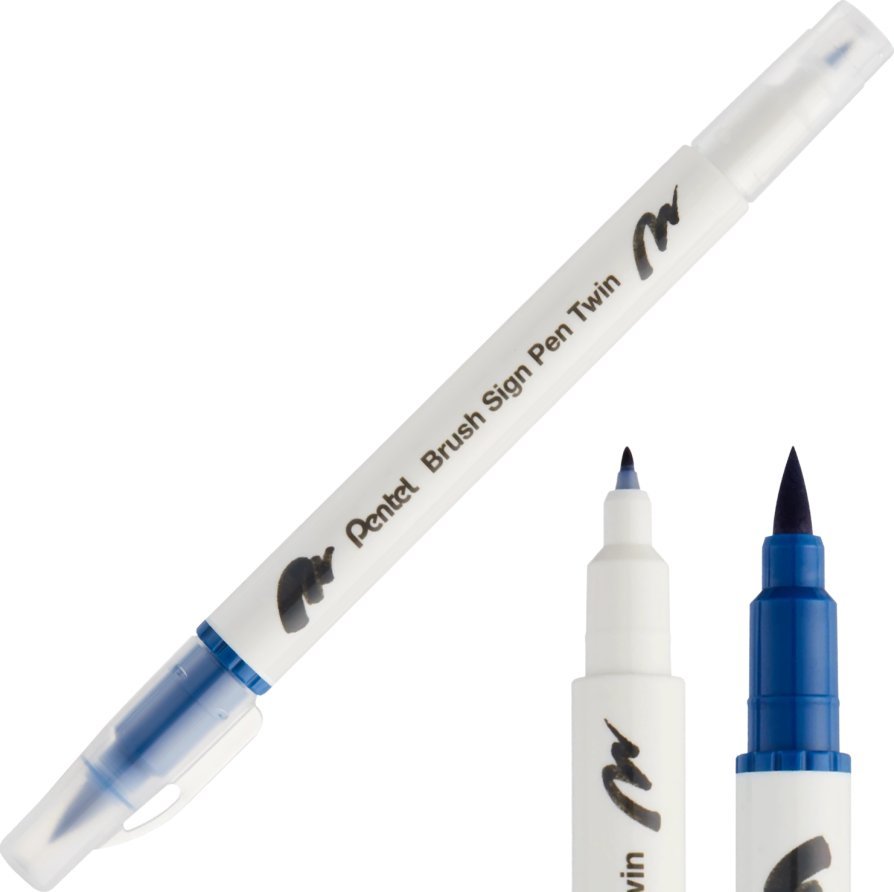 Pentel Pisak Brush Dwustronny Stalowo Niebieski