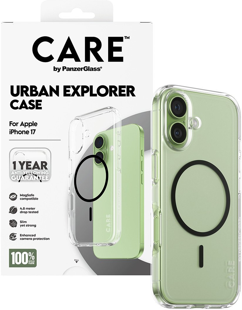 CARE by PanzerGlass Flagship Case Beskyttelsescover til iPhone 17 Transparent Mobilais Telefons