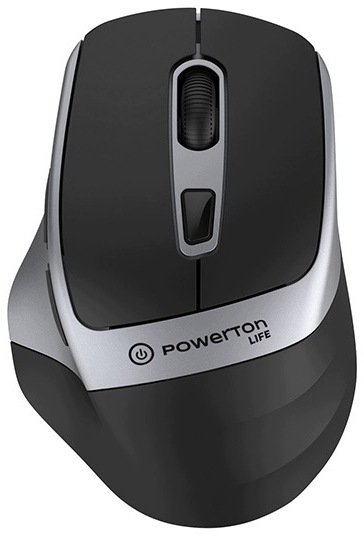Mysz Powerton Life Flixo bezprzewodowa  czarno-srebrna