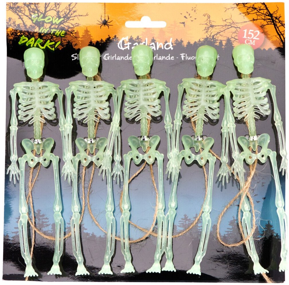 Party Deco Garland skeletons phosphorescent 152CM