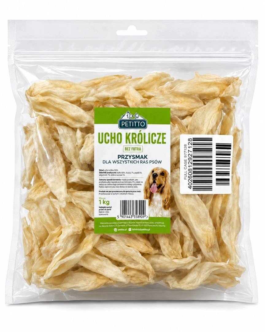 PETITTO - ucho krolicze bez futra