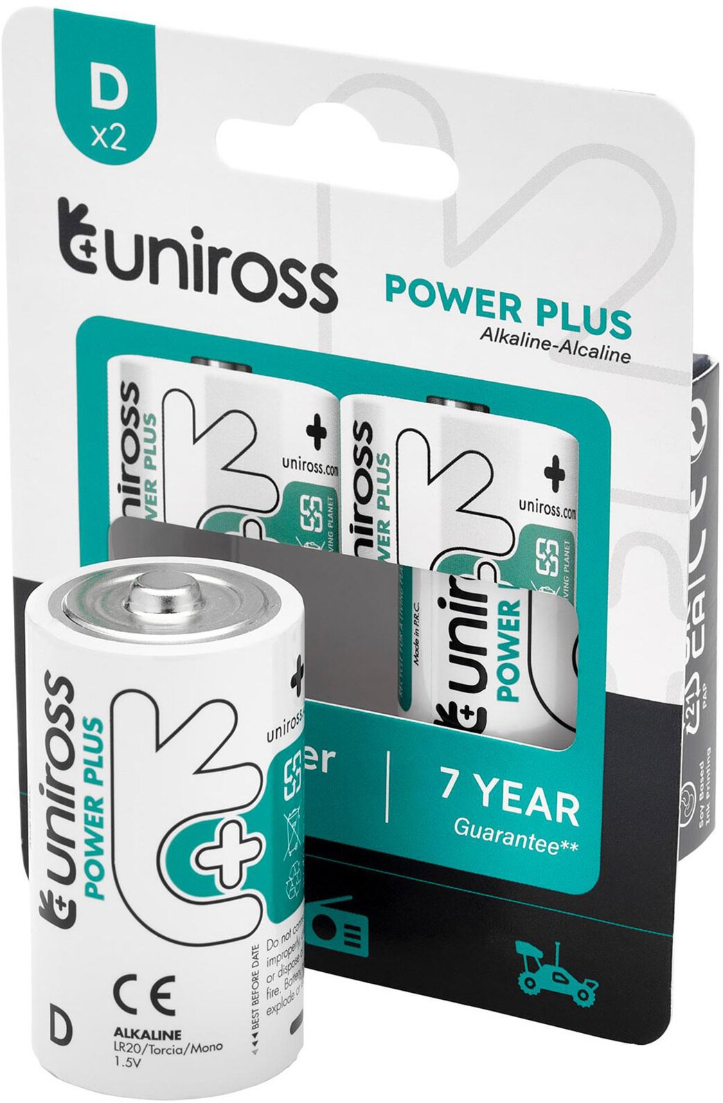 Uniross Batteri 2stk D/LR20 Alkaline POWER