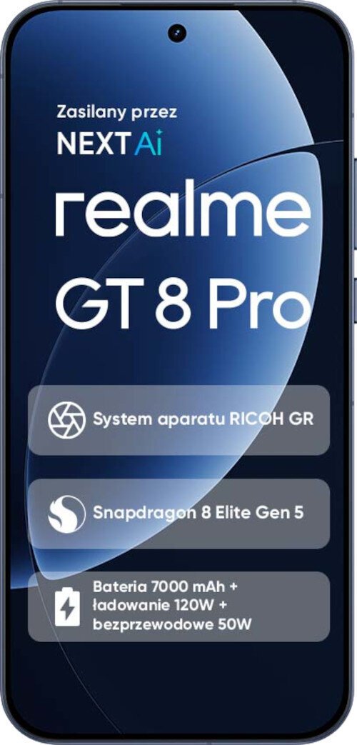 Smartfon Realme GT 8 Pro 5G 16/512GB Niebieski (RMX5210) RMX5210 (6941764476998) Mobilais Telefons Smartfon Realme GT 8 Pro 5G 16/512GB Niebieski (RMX5210) RMX5210 (6941764476998) Mobilais Telefons