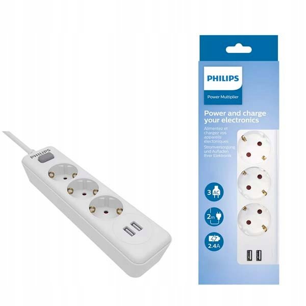 Philips SPN3032WA/60 Kontaktligzdu pagarinātājs 3 rozetes