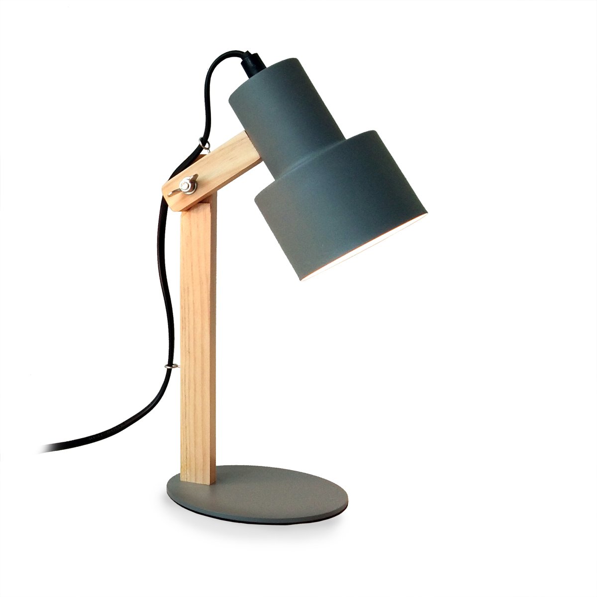 Platinet PTL2530G Galda lampa Metāls un Koks / 25W / E27 / 220V / Pelēka
