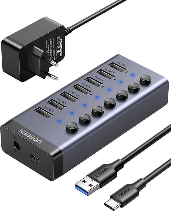 HUB USB Ugreen 7x USB-A 3.0 (UGR1228BLK) USB centrmezgli HUB USB Ugreen 7x USB-A 3.0 (UGR1228BLK) USB centrmezgli