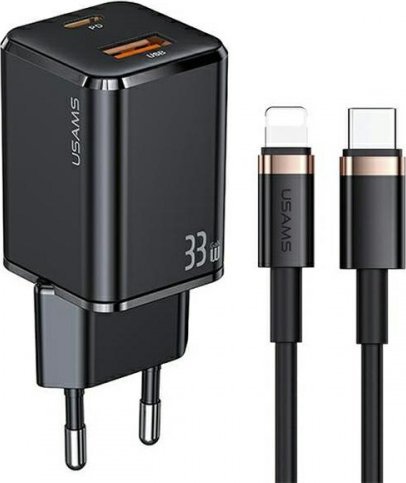 USAMS Ład. siec. 1xUSB-C+1xUSB T43 33W
