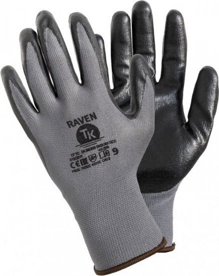 UN POLYESTER + NITRILE RAVEN ASSEMBLY GLOVES, SIZE 9 (1 PAIR) cimdi