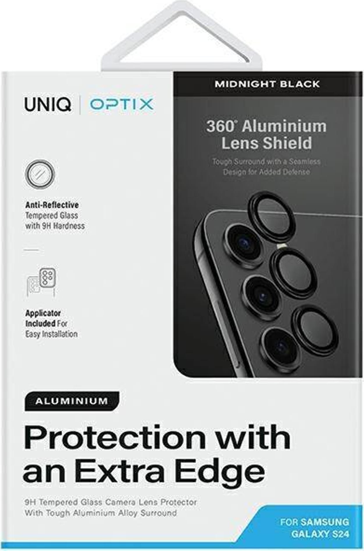 Uniq UNIQ Optix Aluminium Camera Lens Protector Sam S24 S921 midnight black szklo na obiektyw aparatu z aplikatorem 8886463688007 (888646368 aizsardzība ekrānam mobilajiem telefoniem