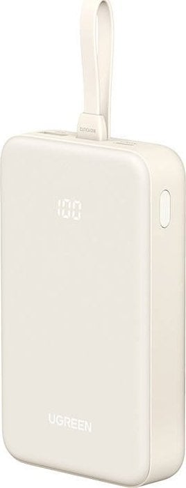 UGREEN 20000mAh Power Bank with Built-in Cable white Powerbank, mobilā uzlādes iekārta