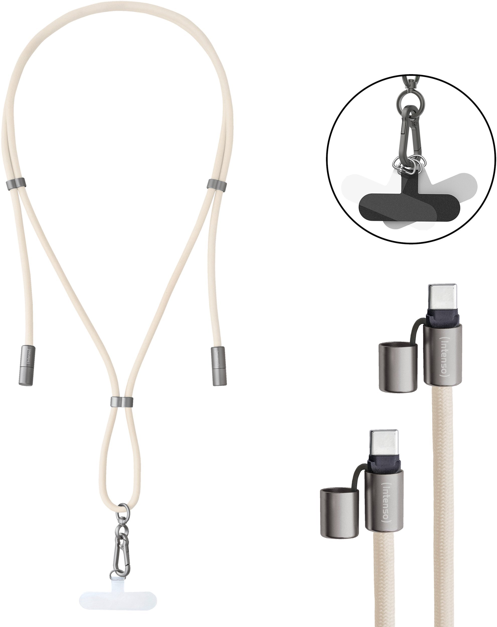 CABLE USB-C TO USB-C 1.65M/LANYARD BEIGE 7991001 INTENSO USB kabelis